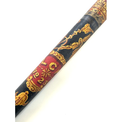 437 - Victorian hand painted police wooden truncheon marked LCP No 230, length 14 inches