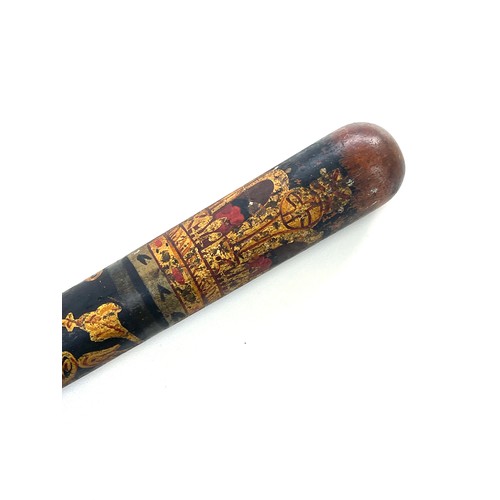 437 - Victorian hand painted police wooden truncheon marked LCP No 230, length 14 inches