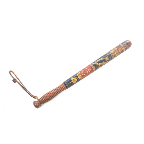 Victorian hand painted police wooden truncheon marked LCP No 230, length 14 inches