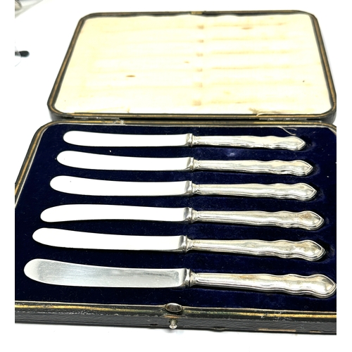 2 - Boxed set of 6 silver handle fruit knives