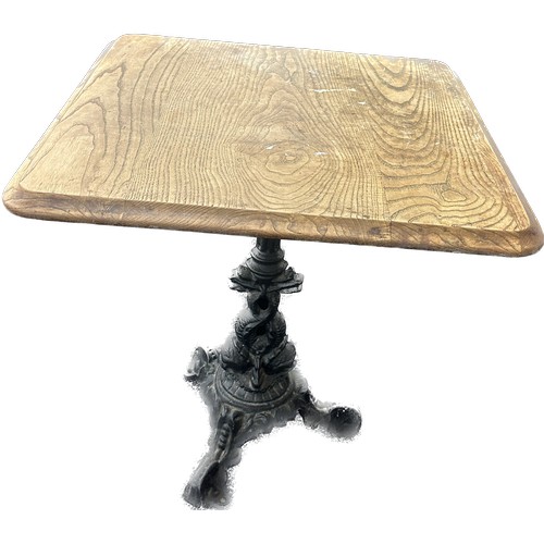 303 - Vintage cast iron base pub table, Height 28 inches, 26 inches square