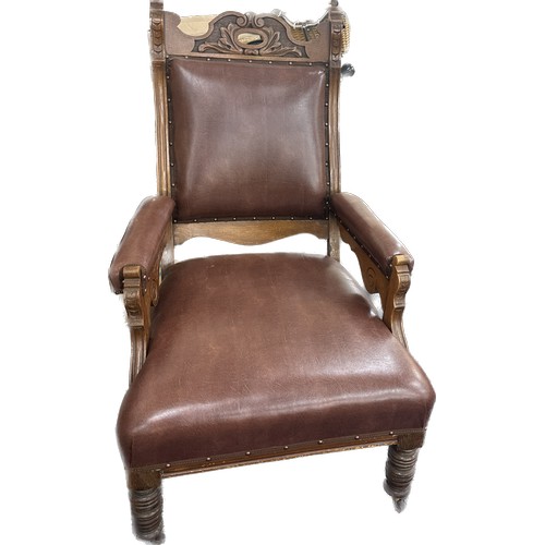 304 - Large Edwardian gents chair, approximate measurements Height 43 inches, Width 30 inches