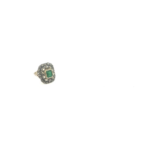 449 - Georgian/ early victorian emerald and diamond ring unmarked 14ct size p and a half 7.3 grams