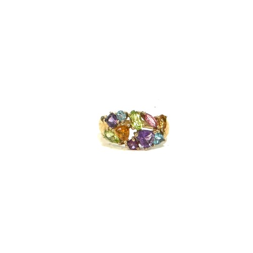 451 - 9ct gold ring with coloured stones to represent the suffragatte movement size L weight 2.99 grams