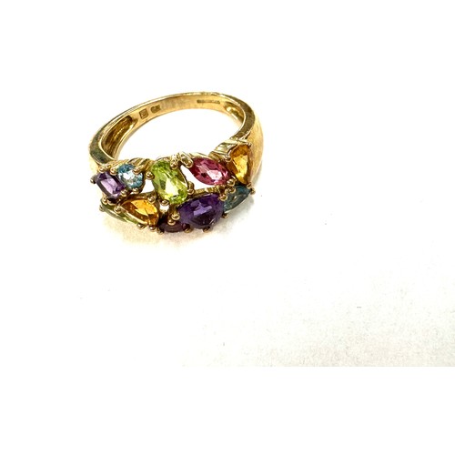 451 - 9ct gold ring with coloured stones to represent the suffragatte movement size L weight 2.99 grams