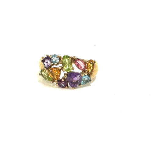 451 - 9ct gold ring with coloured stones to represent the suffragatte movement size L weight 2.99 grams