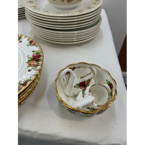 222 - Part set Royal Albert Old Country Rose to include a teapot, sugar bowl, plates etc as well as  Expre... 