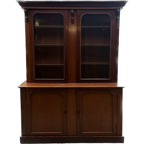 329 - Large mahogany chiffaner dresser with glazed top measures approx 82 inches tall by 61.5 wide and 18 ... 