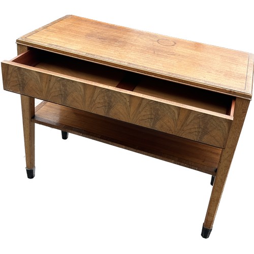 319 - Heals art deco walnut side table with a drop leaf back with one drawer measures approx with leaf dow... 