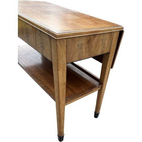 319 - Heals art deco walnut side table with a drop leaf back with one drawer measures approx with leaf dow... 