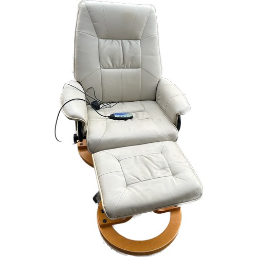 331 - Massage leather chair and foot stool and power lead in working order