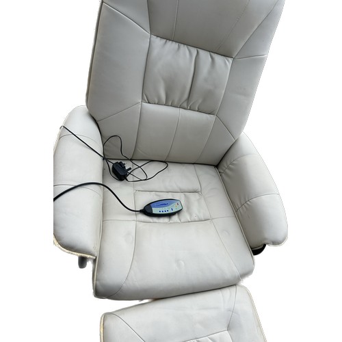 331 - Massage leather chair and foot stool and power lead in working order