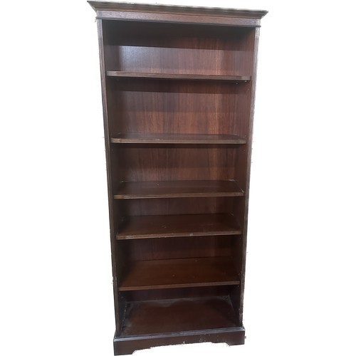 325 - Mahogany 6 shelf book case measures approx 72 inches by 32 inches and 14 inches deep