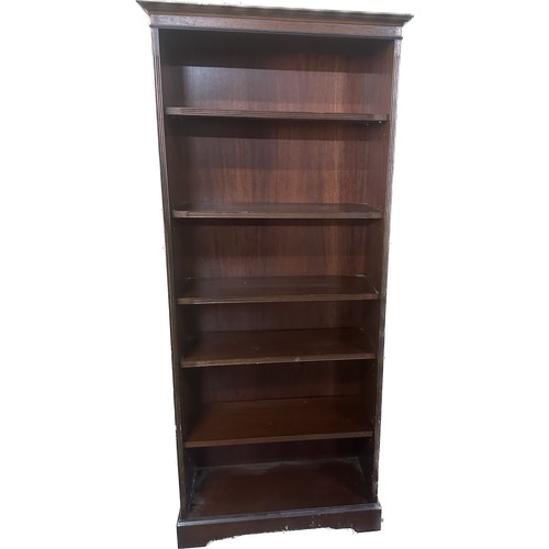 325 - Mahogany 6 shelf book case measures approx 72 inches by 32 inches and 14 inches deep