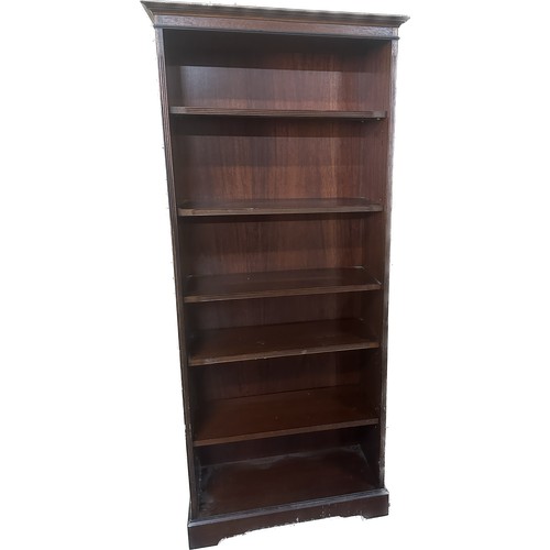 325 - Mahogany 6 shelf book case measures approx 72 inches by 32 inches and 14 inches deep