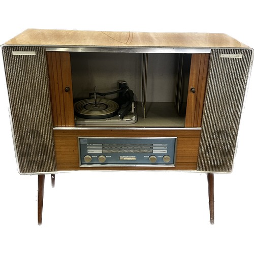 316 - 1960'S Cased radiogram - untested measures approx 35 inches tall by 38 inches wide and 15 deep