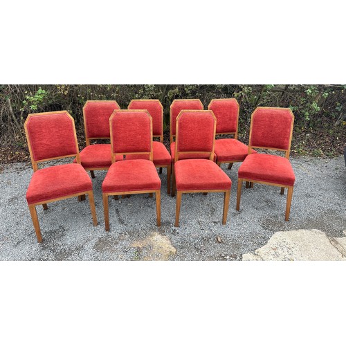 321A - Set of 8 walnut re-upholstered art deco chair