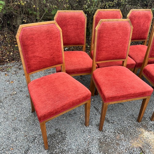 321A - Set of 8 walnut re-upholstered art deco chair