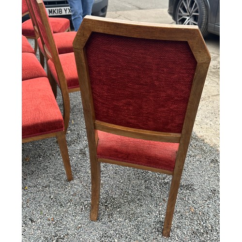 321A - Set of 8 walnut re-upholstered art deco chair