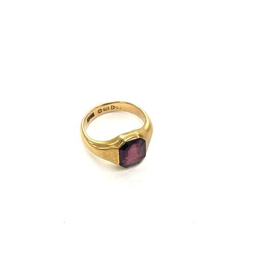 435 - Vintage 18ct gold stone set ladies dress ring, hallmarked, total weight 6grams ring size k/l