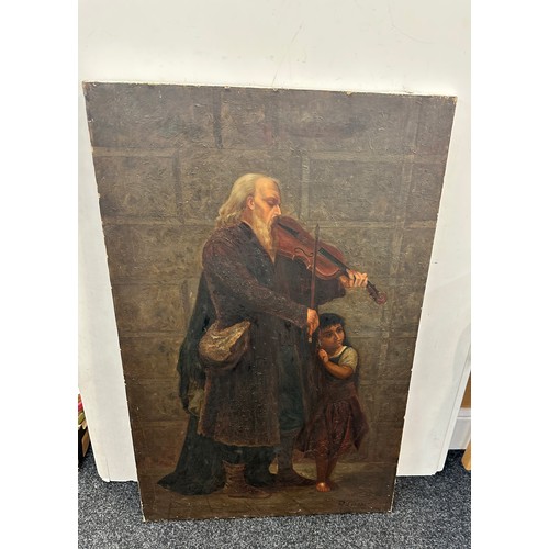 361 - Large framed oil on board signed R.Lusier measures approximately 42 inches by 27 inches