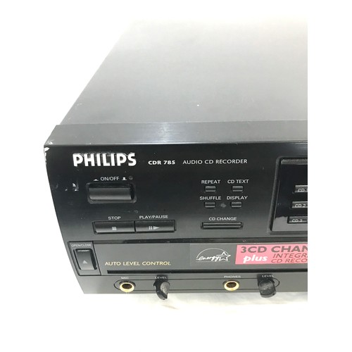 151 - Philips CDR-785 Audio 3 CD Changer & Recorder Compact Disc Player Hifi - no remote/ turns on by powe... 