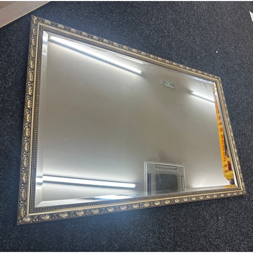 153 - Vintage gilt framed wall hanging mirror measures approx 27 inches tall by 28 inches wide