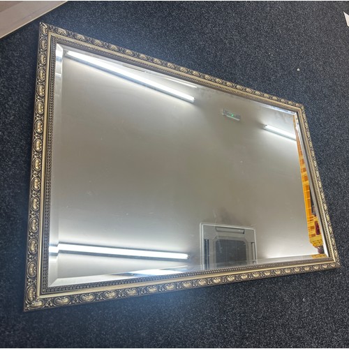 153 - Vintage gilt framed wall hanging mirror measures approx 27 inches tall by 28 inches wide