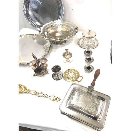 159 - Selection of silver plated items includes thistle, trays etc