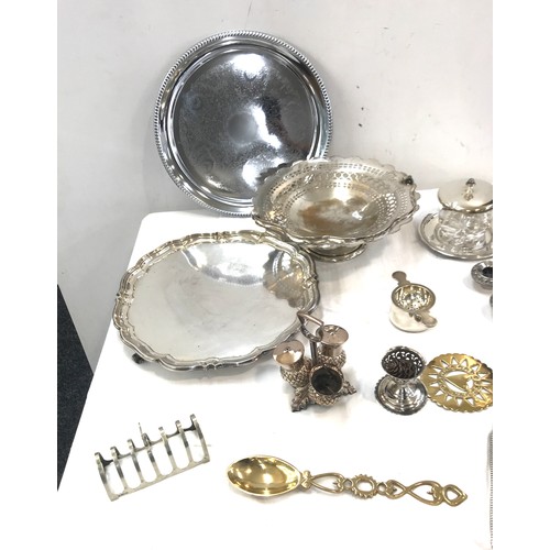 159 - Selection of silver plated items includes thistle, trays etc