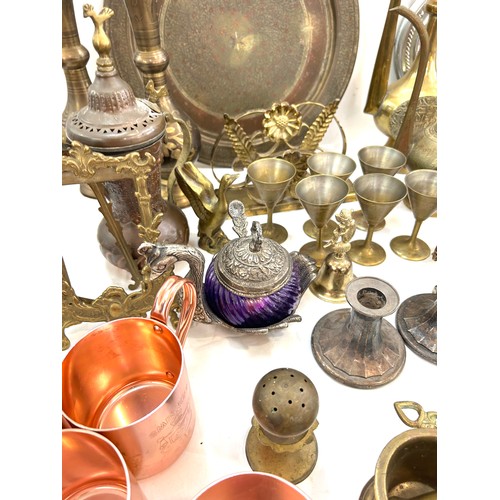 194 - Selection of metal ware to include vases, Dallah, jugs, ornaments etc