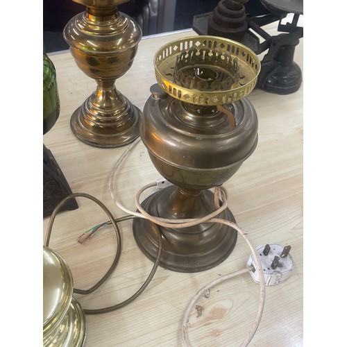 66 - Selection of 4 vintage oil lamps, spares and repairs