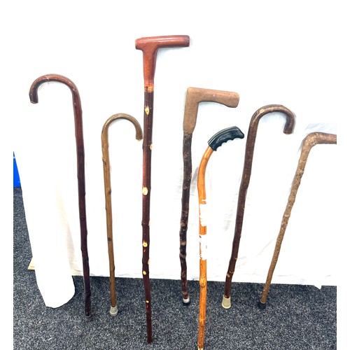 135 - Selection of bark effect, walking sticks  (9 sticks in total)