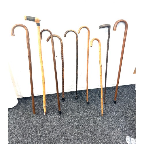 116 - Selection of bark effect, walking sticks  (9 sticks in total)