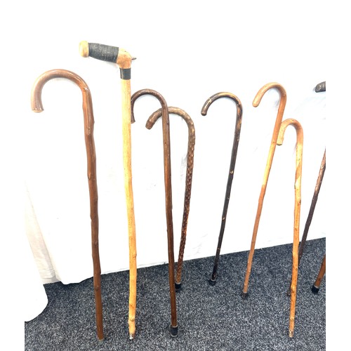 116 - Selection of bark effect, walking sticks  (9 sticks in total)