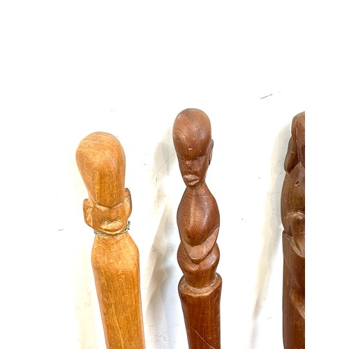 121 - Selection of 3 carved African tribal walking sticks