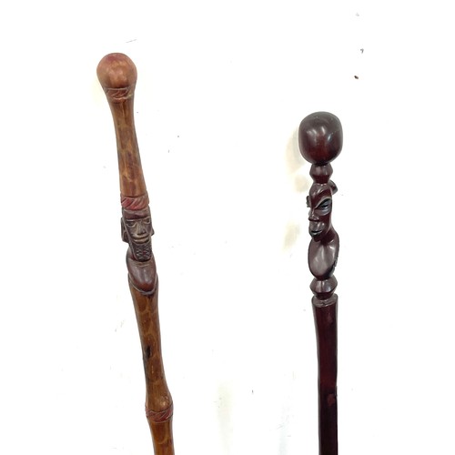 126 - 2 Vintage carved African tribal ceremonial sticks