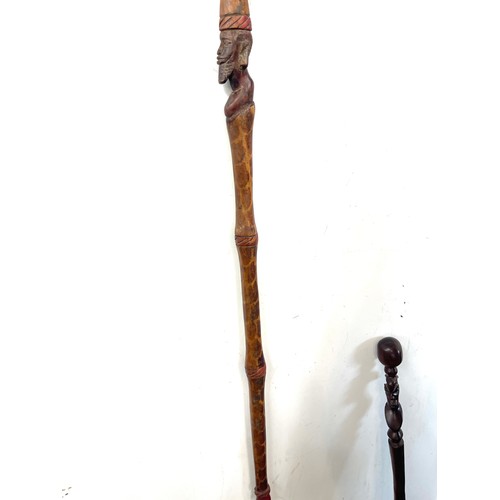 126 - 2 Vintage carved African tribal ceremonial sticks