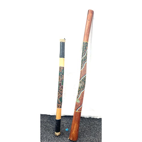 220 - Australian Didgeridoo measures 51 inches, rain stick measures  40 inches