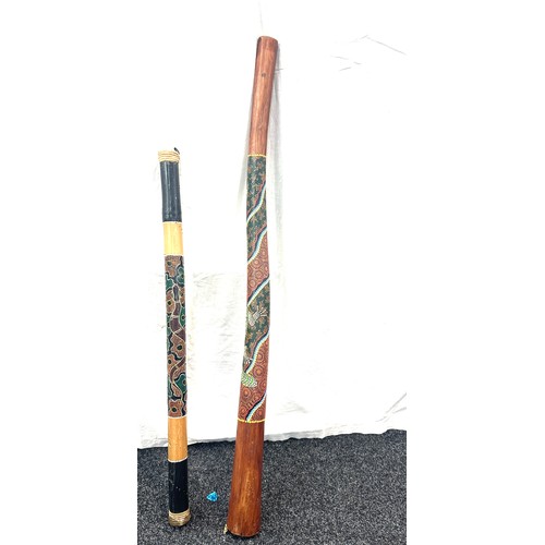 220 - Australian Didgeridoo measures 51 inches, rain stick measures  40 inches