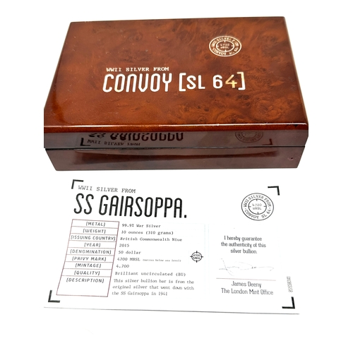3 - Boxed silver shipwreck bar, 10 oz Silver SS Gairsoppa bar. Comes in its own original presentation bo... 