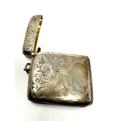 18 - large size antique silver vesta case Birmingham silver hallmarks measures approx 5.5cm by 5.6cm