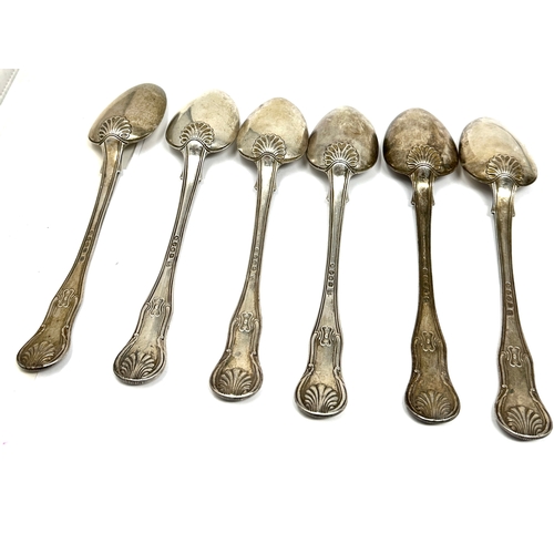 30 - Fine set of 6 antique Georgian silver serving spoons London silver hallmarks each spoon measures app... 