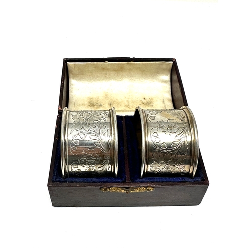 35 - Boxed pair of silver napkin rings german silver hallmarks weight of napkin rings 66g
