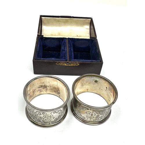 35 - Boxed pair of silver napkin rings german silver hallmarks weight of napkin rings 66g