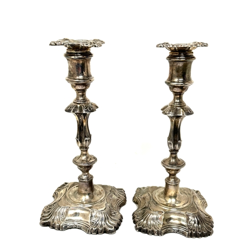 46 - Large pair of antique silver georgian style silver candlesticks  London silver hallmarks each measur... 