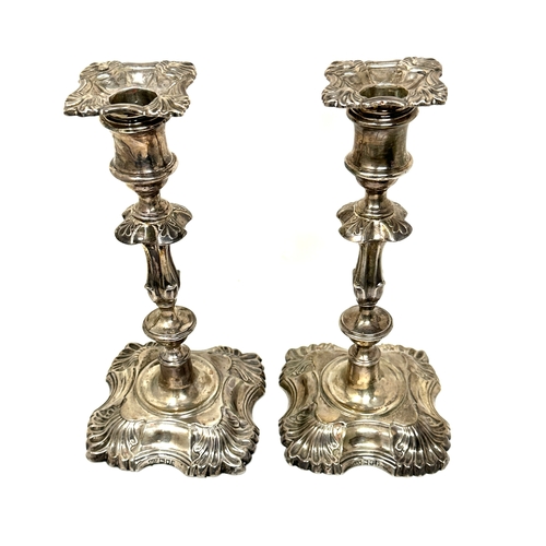 46 - Large pair of antique silver georgian style silver candlesticks  London silver hallmarks each measur... 