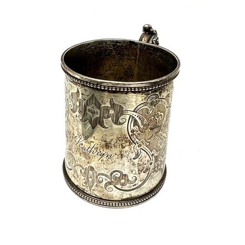 47 - Victorian silver christening mug London silver hallmarks measures approx height 8.5cm base measures ... 