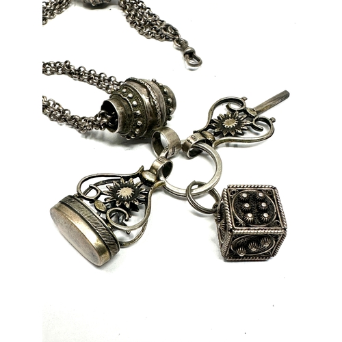 51 - Fine 19th century georgian dutch silver pocket watch chain fobs & key