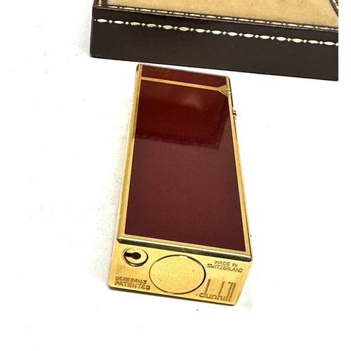 513 - Boxed Dunhill Red Laquer Enamel Rollagas Lighter US.RE 24163